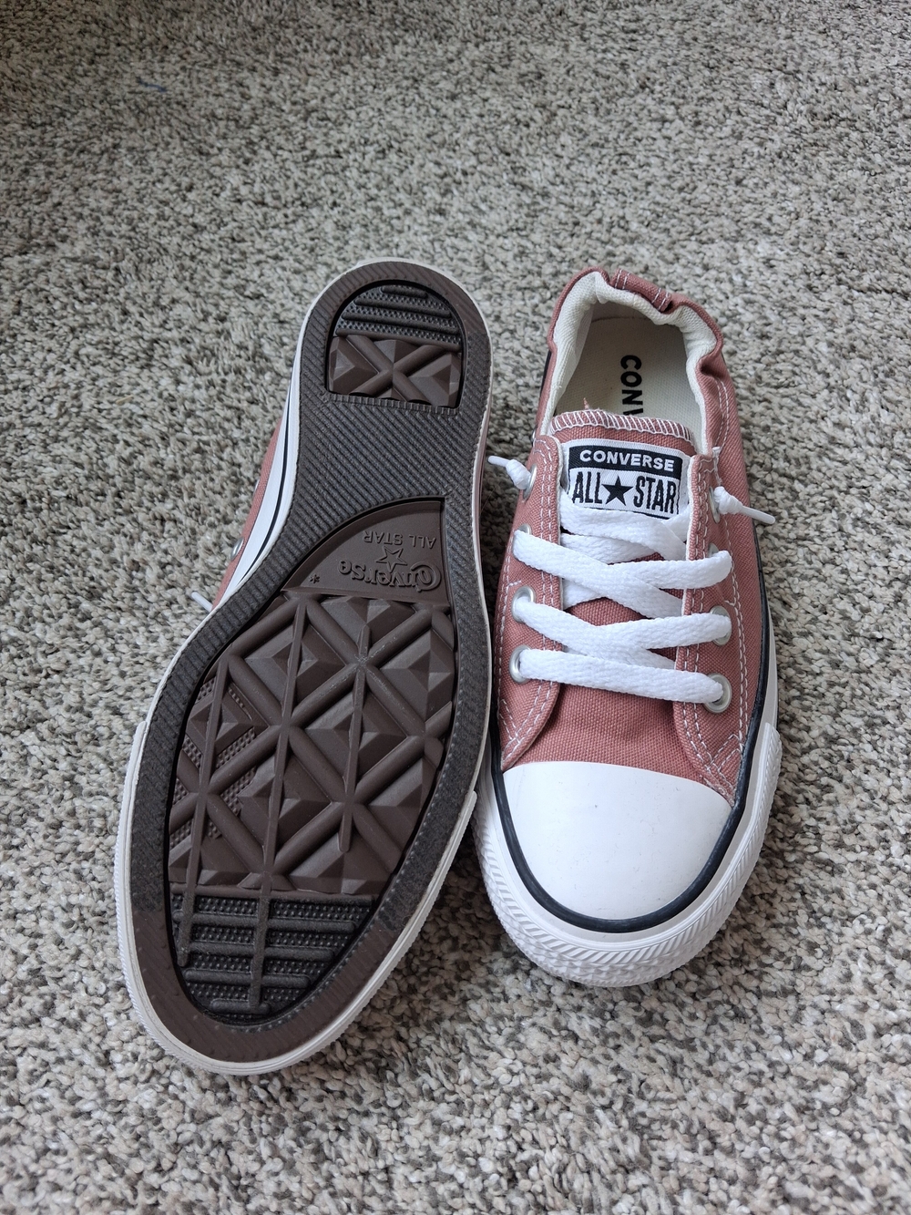Converse Low Top Sneakers in Dusty Rose and White - Picture 2 of 4